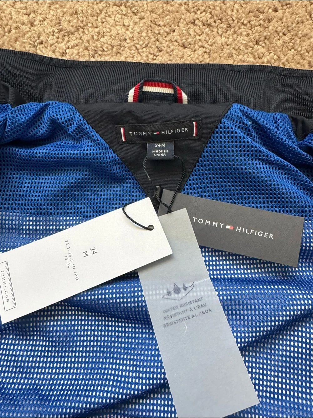Tommy Hilfiger Colorblock Hooded Full Zip Windbreaker Jacket Navy Red White 24M